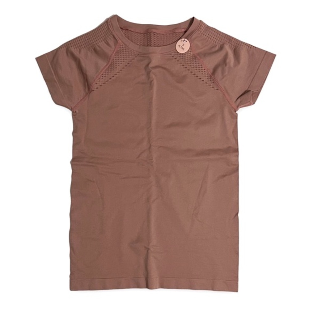 3/$30 Bella Active Workout Top Seamless Short Sleeve Shirt Dusty Rose Pink Small